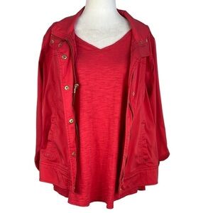 Chico's TWILL LUXE UTILITY JACKET WITH COORDINATING ULTIMATE TEE TANK TOP